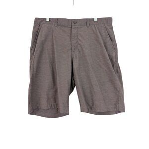 Johnnie-O Shorts Men's 38 Stretch Hybrid Shorts 9" Inseam Pockets Brown Gray